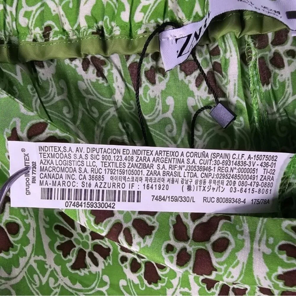 NWOT ZARA Full-Length Printed Trousers Flowy Wide Leg 100% VISCOSE 7484/159 Sz L